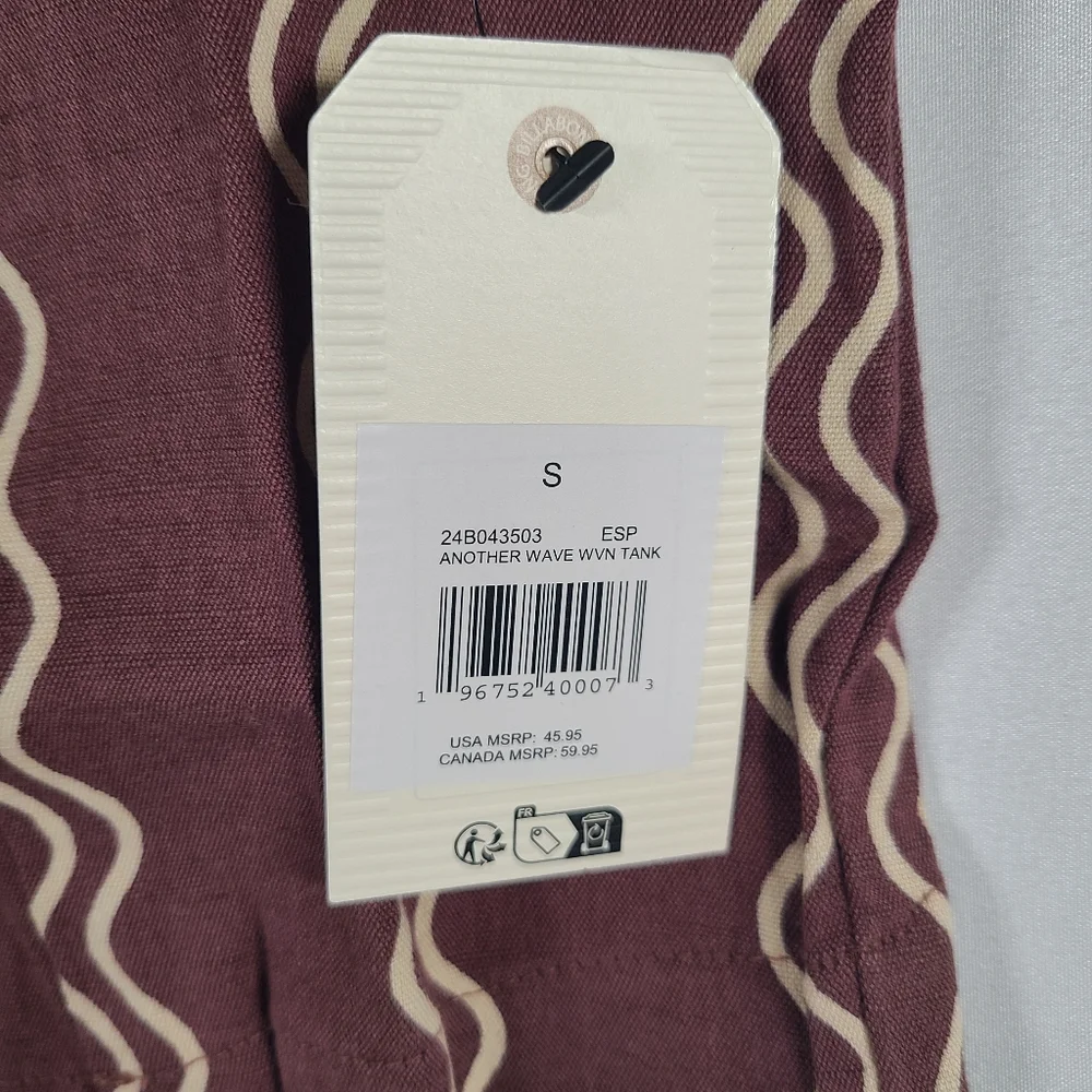 NWT Billabong Women's Another Wave Tank Top Brown Geometric Sz S Cotton Viscose - Picture 3 of 5